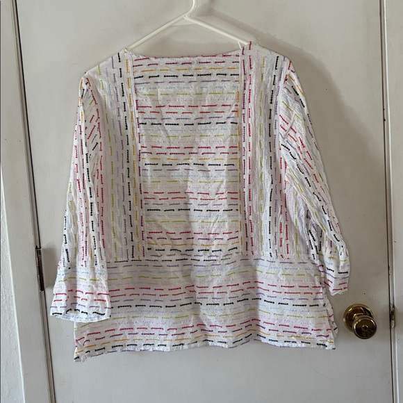 Habitat white cotton blouse with multicolored stripes Size Medium - Picture 9 of 9